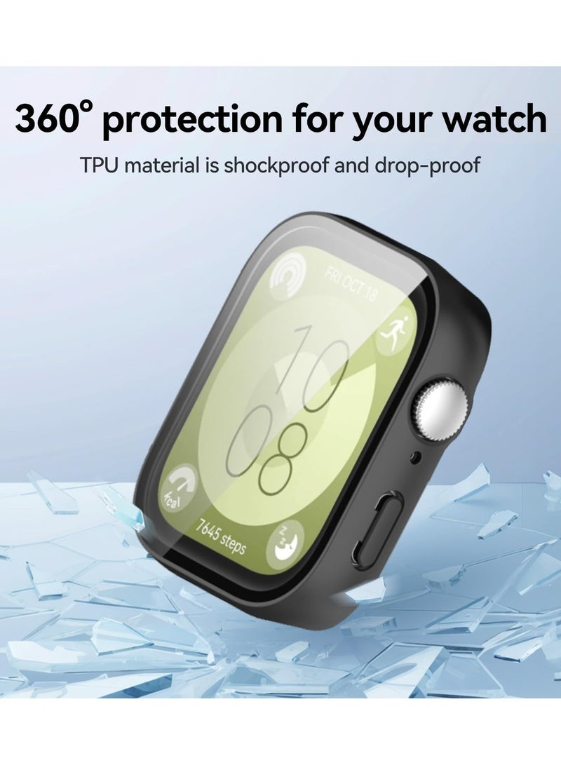 Case and Screen Protector for Huawei Watch Fit 3 46mm, All-around Anti Scratch Shockproof Protective Hard PC Full Cover Tempered Glass Compatible with Huawei Watch Fit 3 (Navy) - Image 3